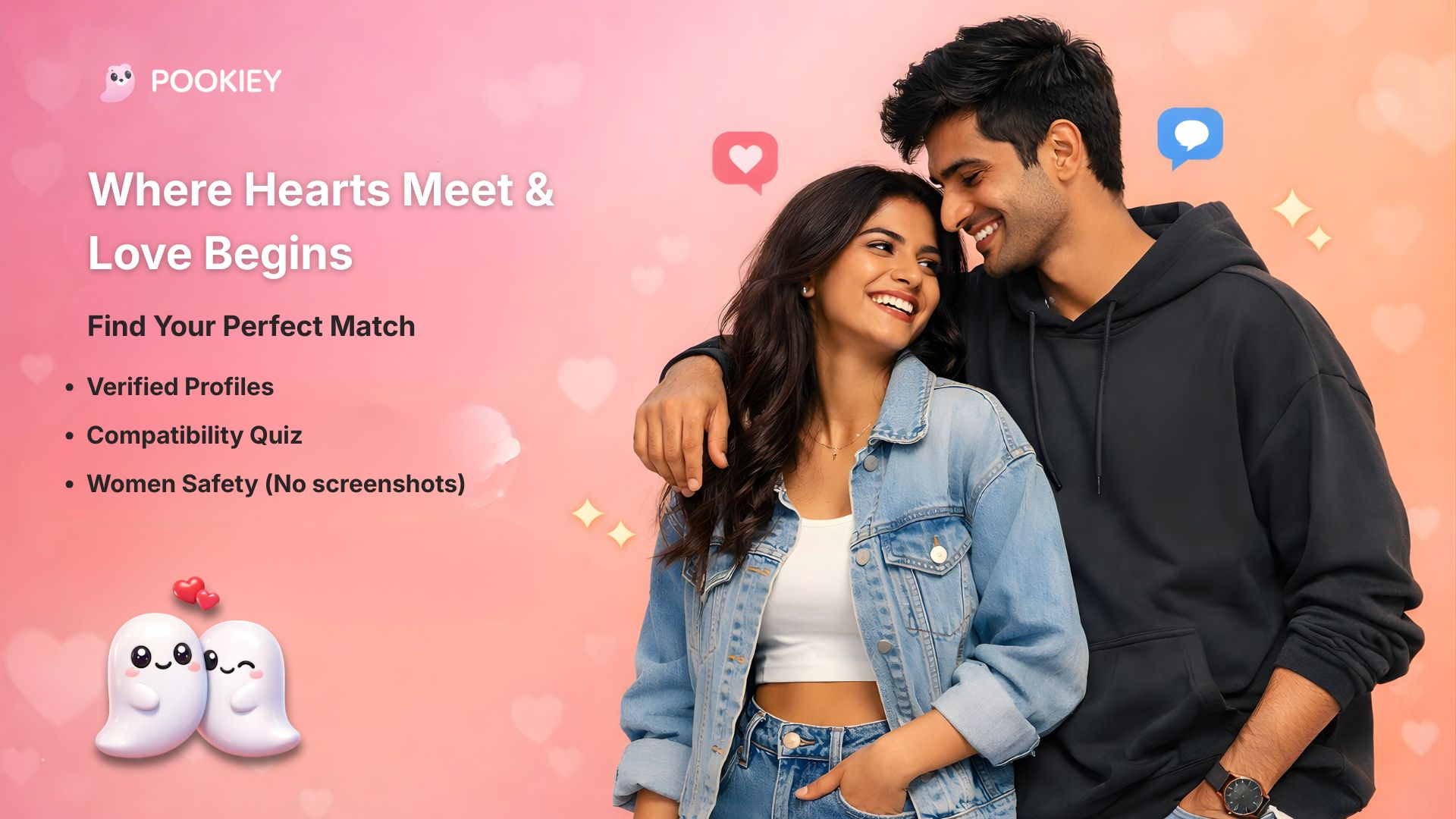 Pookiey modern dating app interface for finding meaningful connections